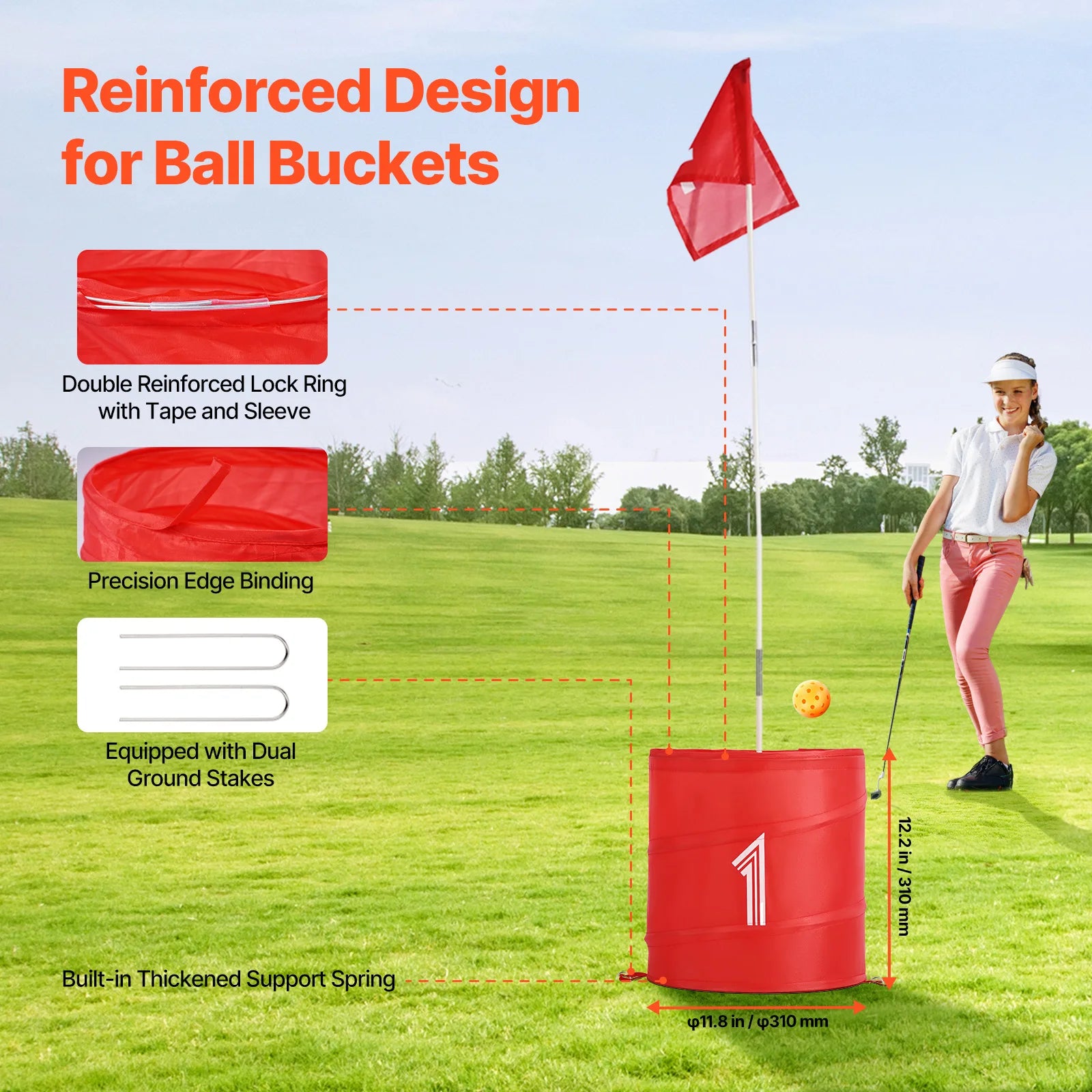 SucceBuy 3/6/9 Hole Backyard Golf Game Portable Bucket Golf Course Practice Chipping Games for Family Outdoor Sports