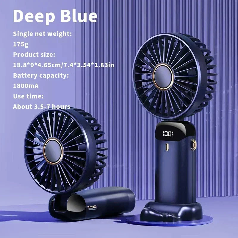 Foldable 5-Speed Handheld Mini Fan with LED Display