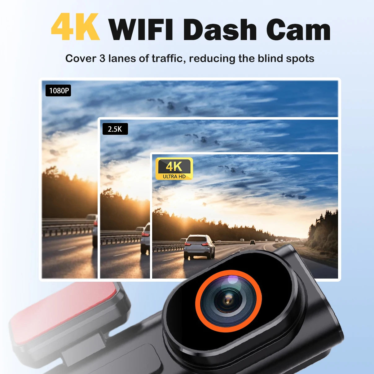 Ultra HD 4K Car Front Dash Cam Mini WIFI DVR Black Box Room With 24H Parking Monitor Night Vision,GPS/Rear View Camera Optional 