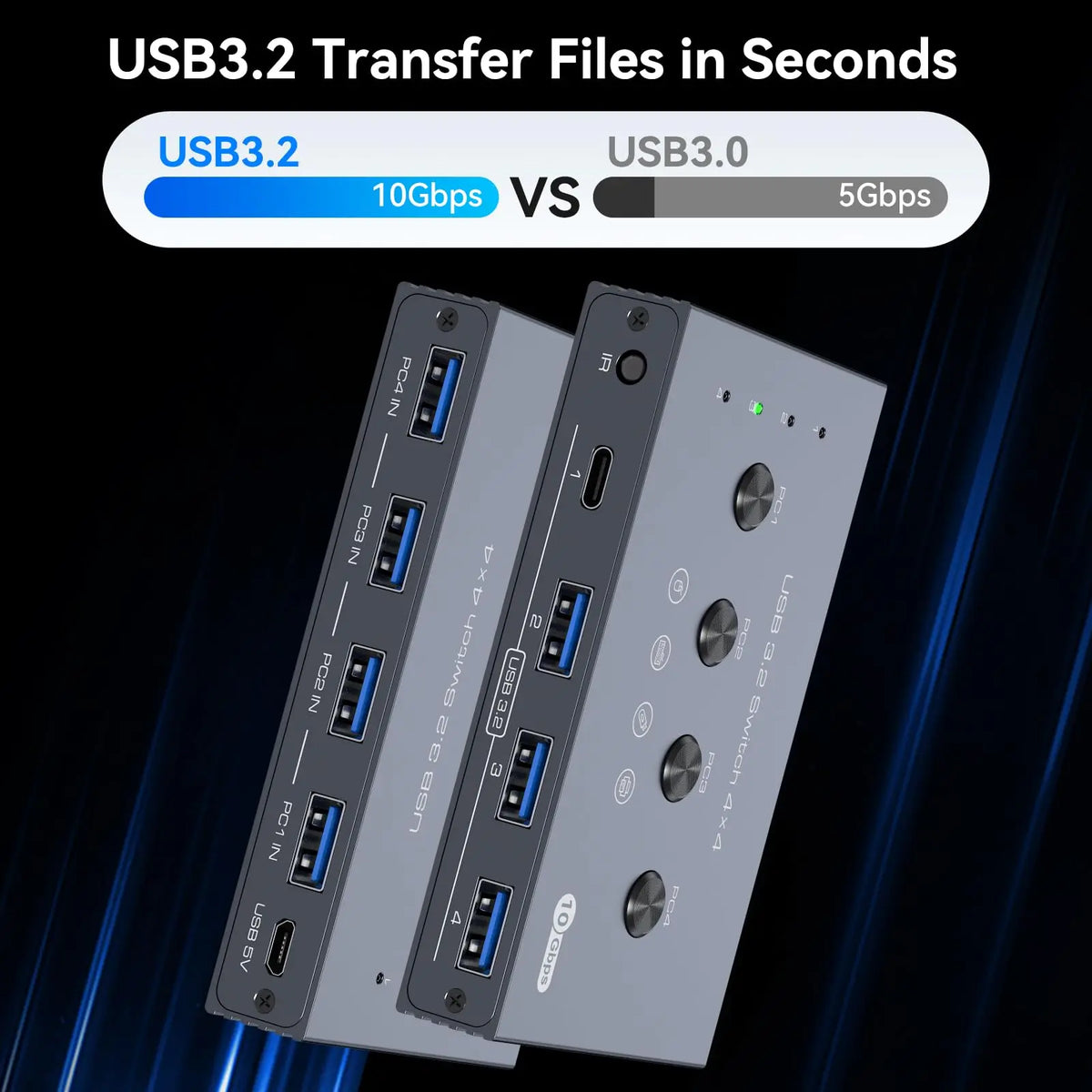 Four-Computer USB Peripheral Sharing Switch
