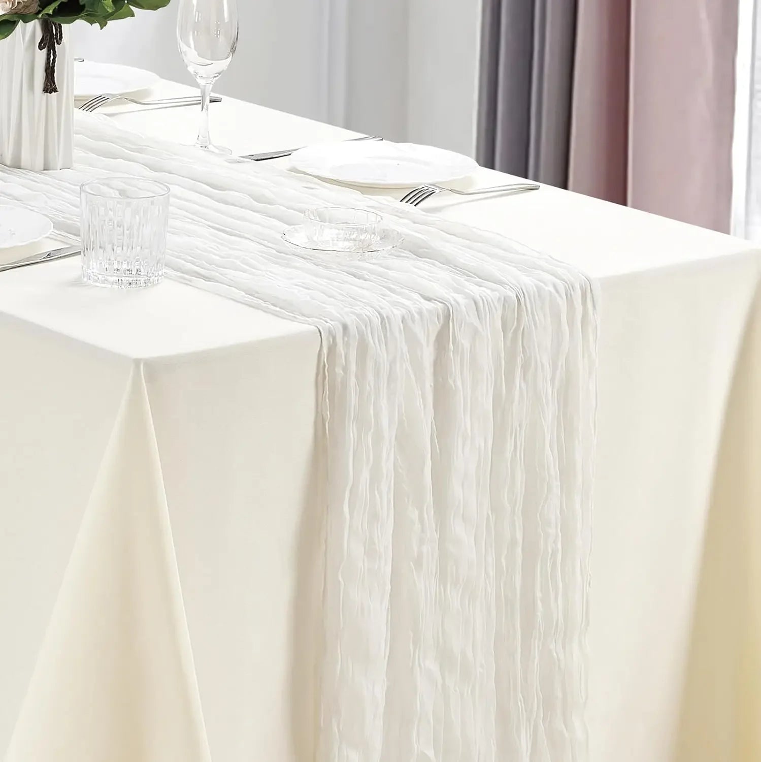 Boho Cheesecloth Table Runner – Semi‑Sheer Gauze Décor for Events