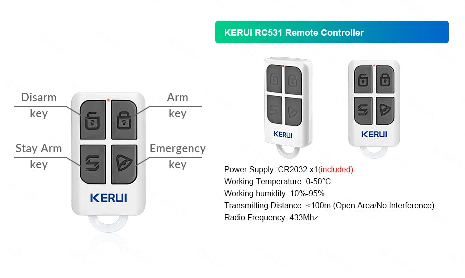 KERUI 433MHZ GSM+WiFi Heimalarm Kommt mit Tuya Smart Anti-Diebstahl Alarme Alarm System Kits Integrierte Batterie Sirene PIR Sensor