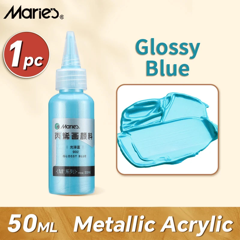 50ml Metallic Acrylic Paint in Pearlescent Gold & Silver