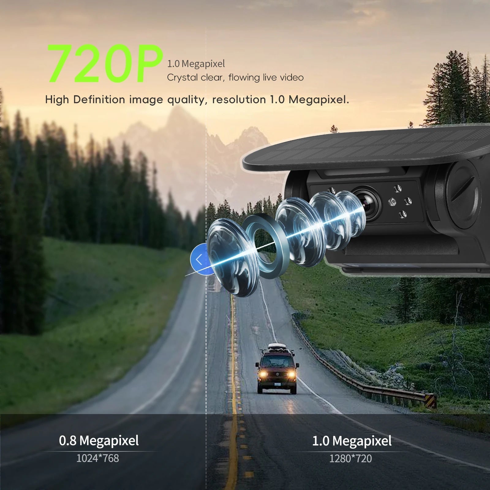 Leekooluu WiFi HD Car Camera Wireless Solar Panel 720P Infrared Night Vision Magnetic Camera IP67 Waterproof Front Rear View DVR 