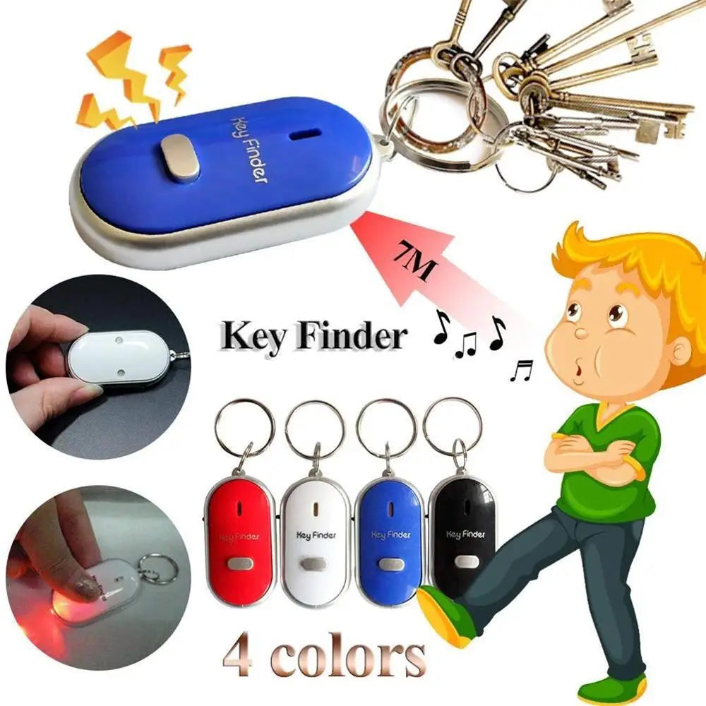 Anti-Lost Key Finder Keychain Flashing Beeping Alarm Key Locator Sound Control Smart Finder With LED Whistle Women's Men's Gift 