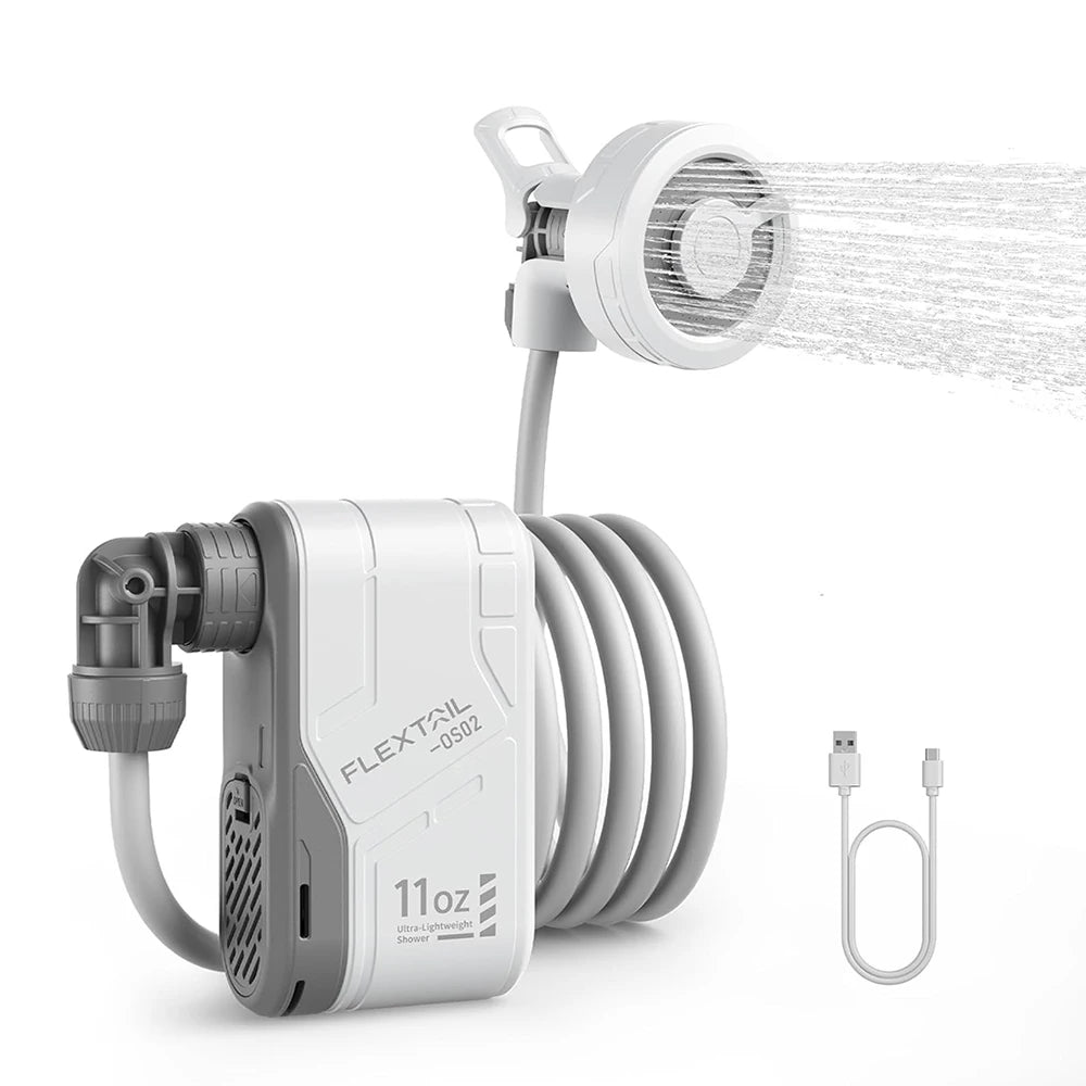 FLEXTAIL Outdoor Camping Shower Portable without Box Electric Shower Pump IPX7 Waterproof for Outdoor Shower, Car Wash, Dishwash