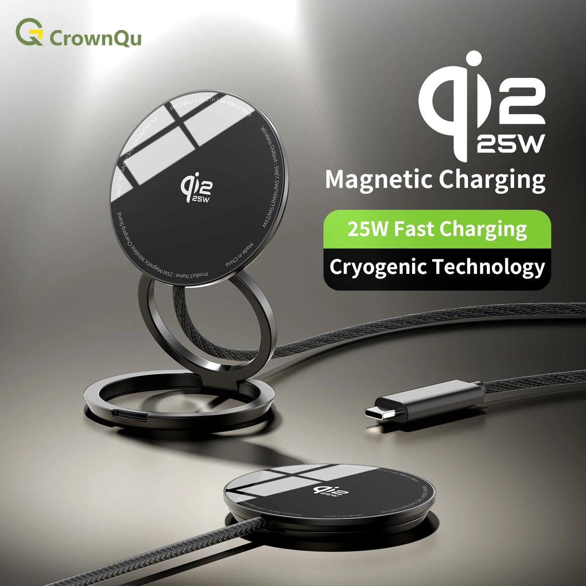 Wireless Charger Charging Station 25W Qi2.2 Fast Charge Compatible with iPhone 18/17/16 Pro Max Huawei Xiaomi and iPad airpods