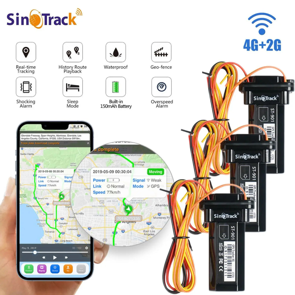 ST901L 4G Vehicle GPS Trackers - 3-Pack