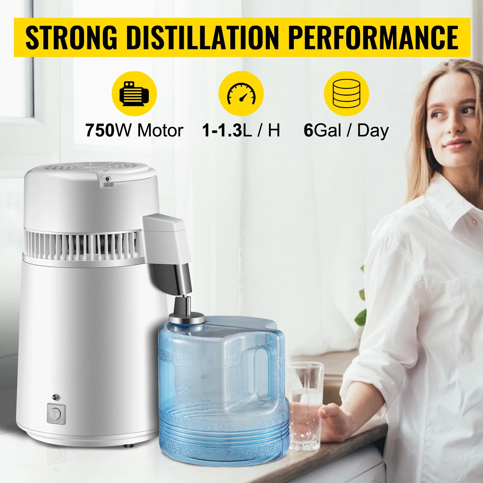 4L nerezový ocelový destilátor vody 750W stolní čistička