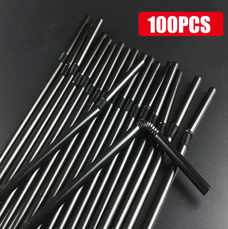 50-1000Pcs Drinking Straws Colorful & Black rietjes Flexible Wedding Party Supplies Drinking Straws Kitchen Wholesale 