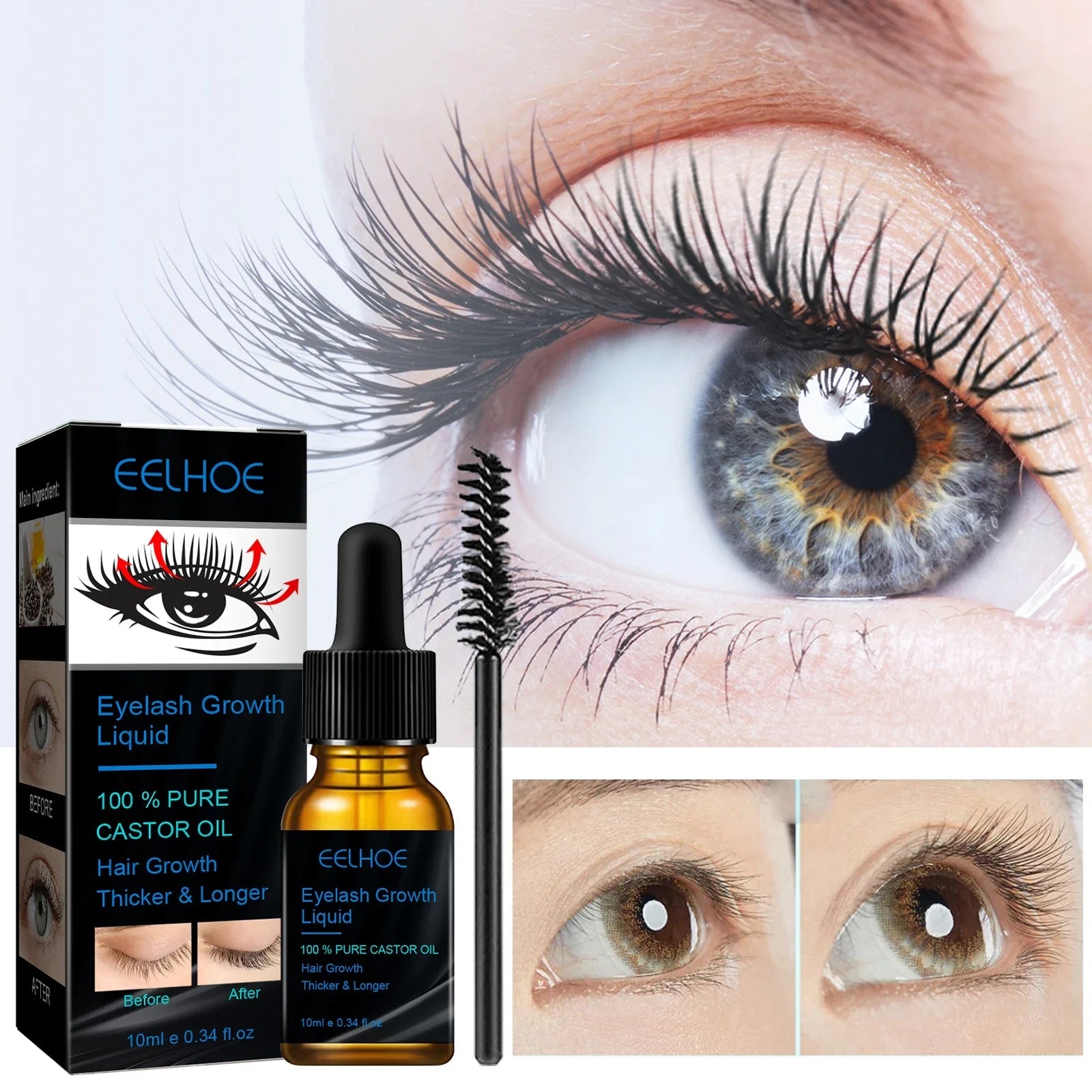 Eyebrows Natural Thick Slender Curl Curl Moist Natural Castor Oil Growth Liquid Serum Extension Eyelash Female Makeup Product 