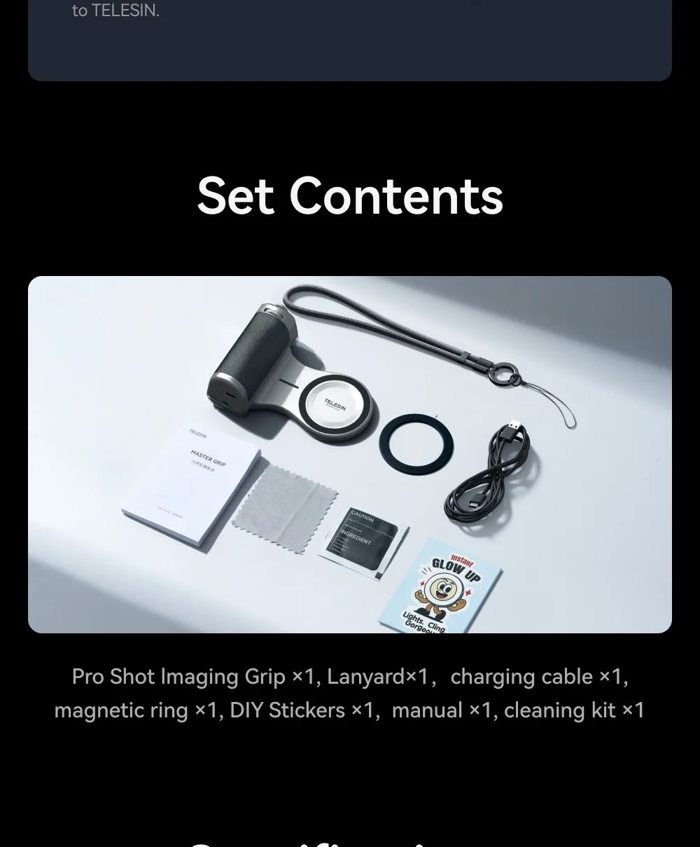 TELESIN Pro Shot Imaging Grip For iPhone 17 16 15 14 13 12 Magnetic Camera Grip Bluetooth Shutter Zoom Dial