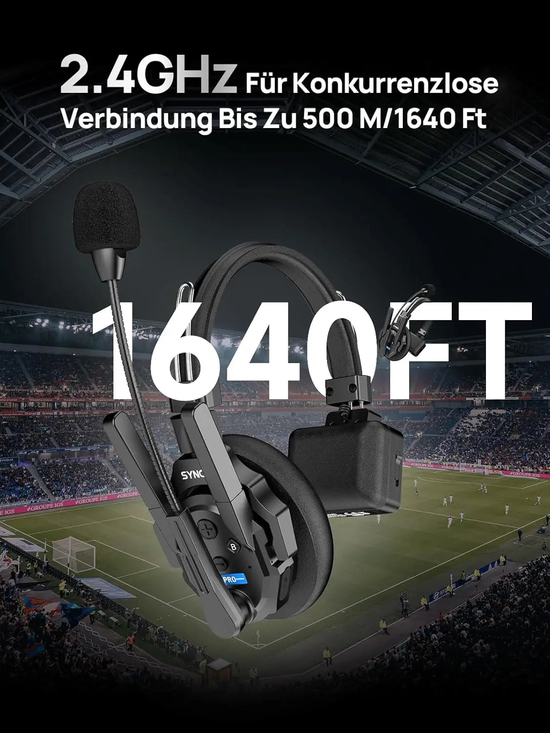 【US STOCK】 SYNCO XTALK XPRO2 Wireless Intercom Headset System, 2 Person 2.4GHz Wireless Communication Headset 500m/1640ft with Noise Reduction Program Production Live Show