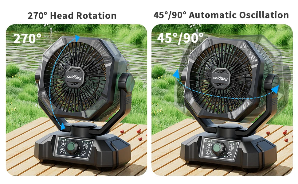 20000mAh Camping Fan with LED Lantern, Remote, 8 Speeds