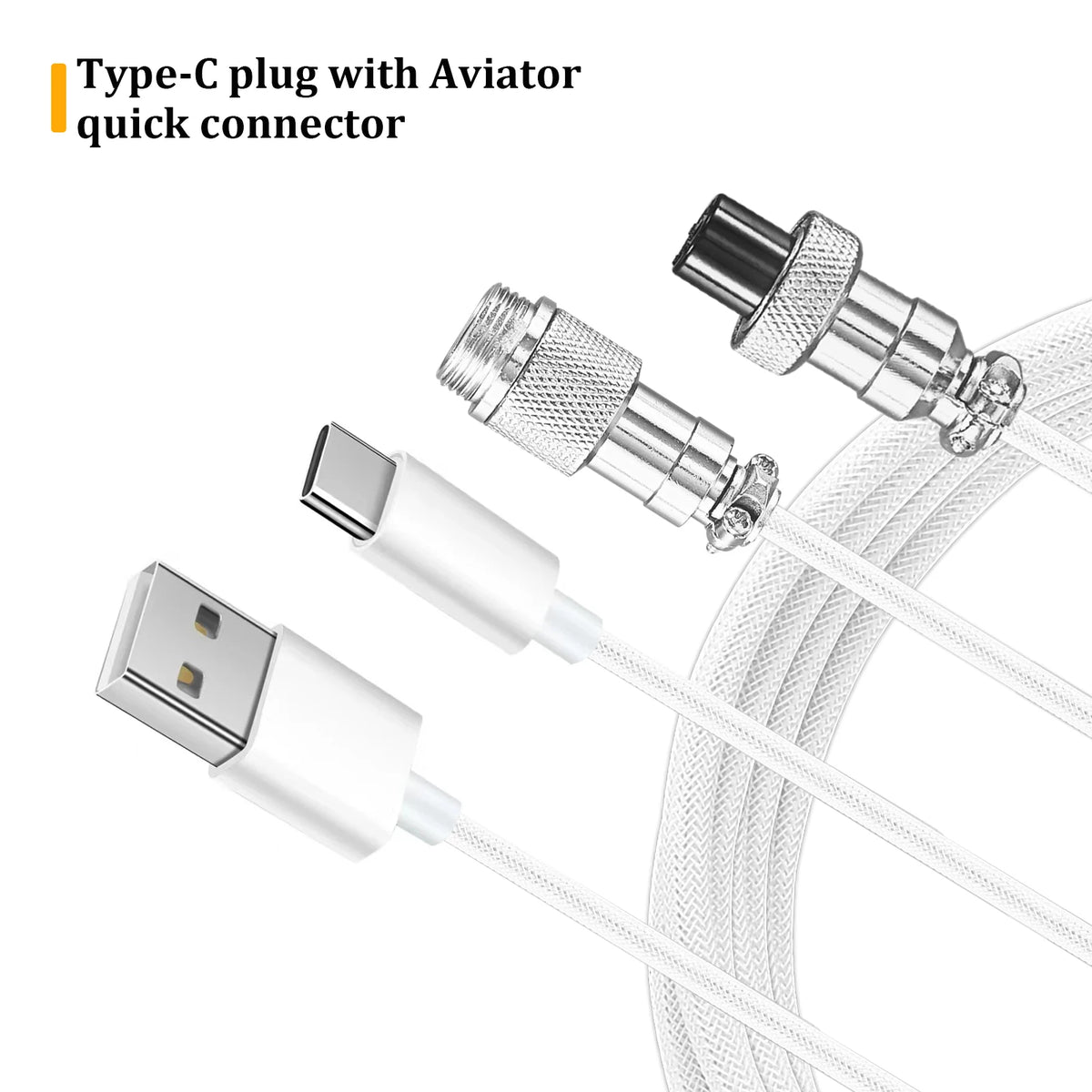 Cablu spiralat USB-C pentru tastatură mecanică, cu mufă Aviator