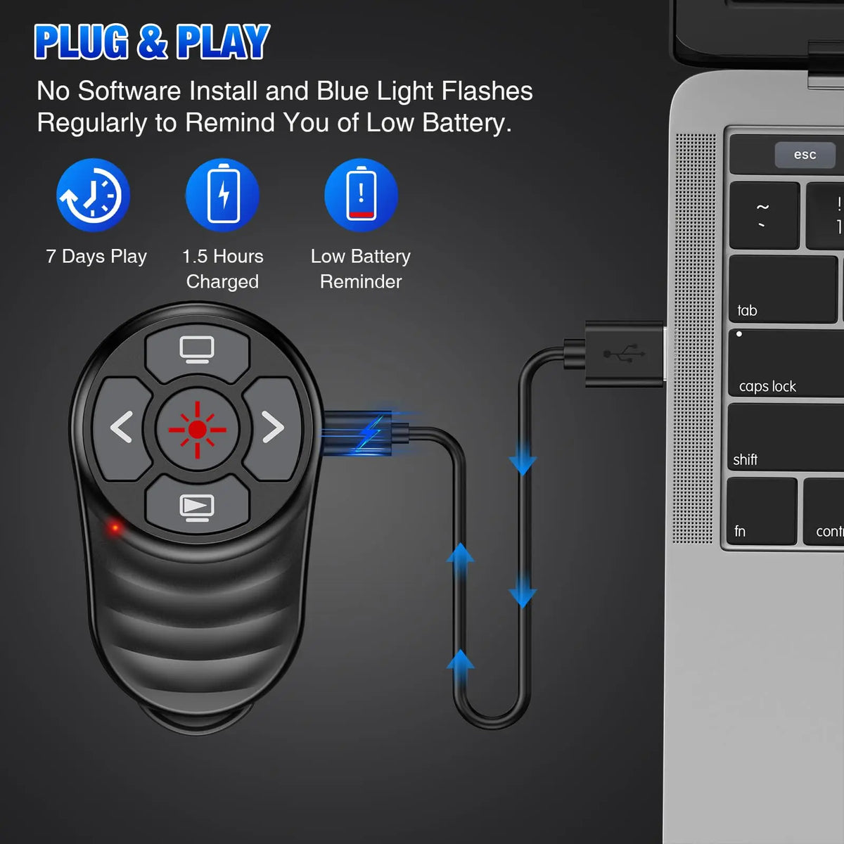Telecomandă de prezentare reîncărcabilă cu receptor USB dublu