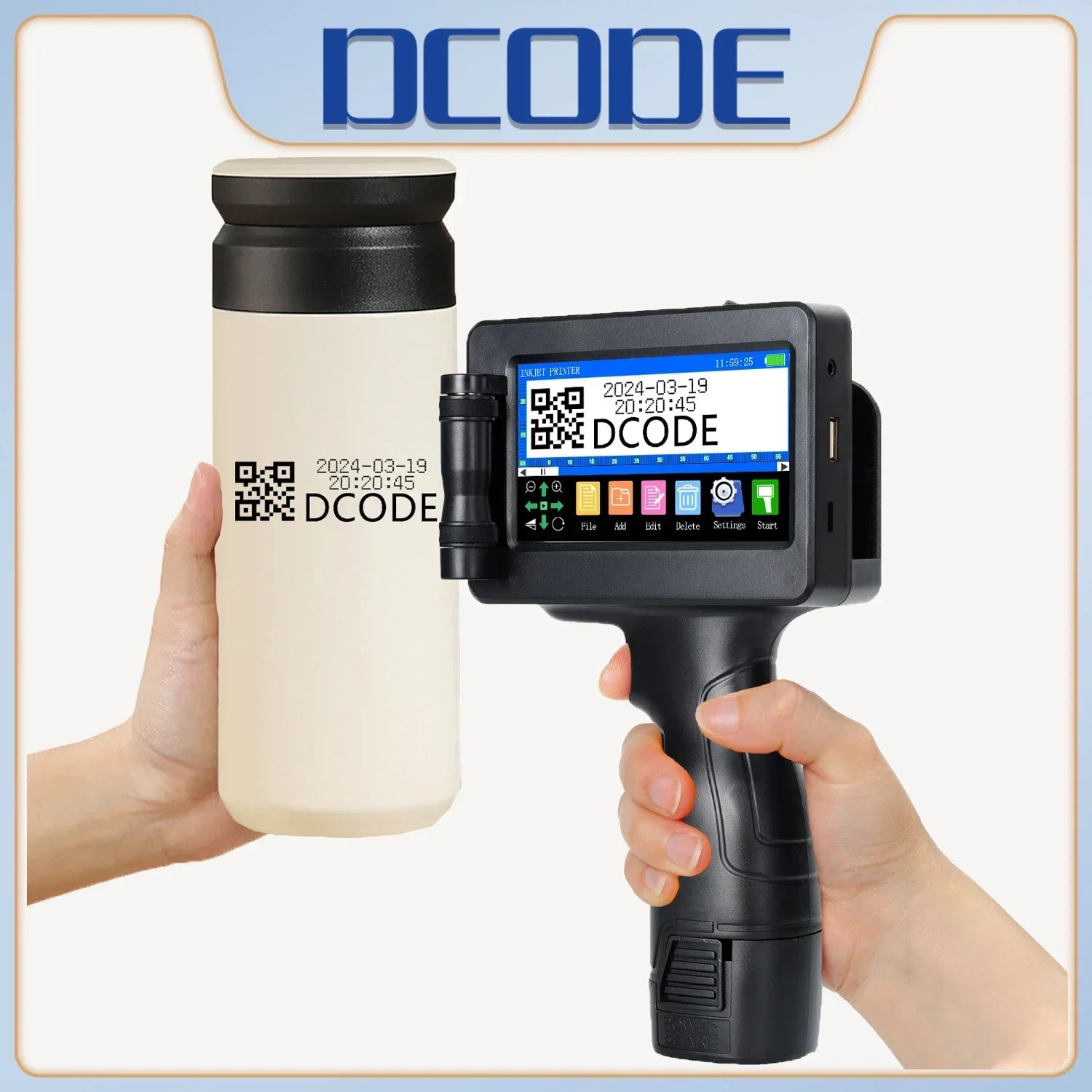Håndholdt Inkjet-printer til QR-koder, stregkoder, datoer og logoer