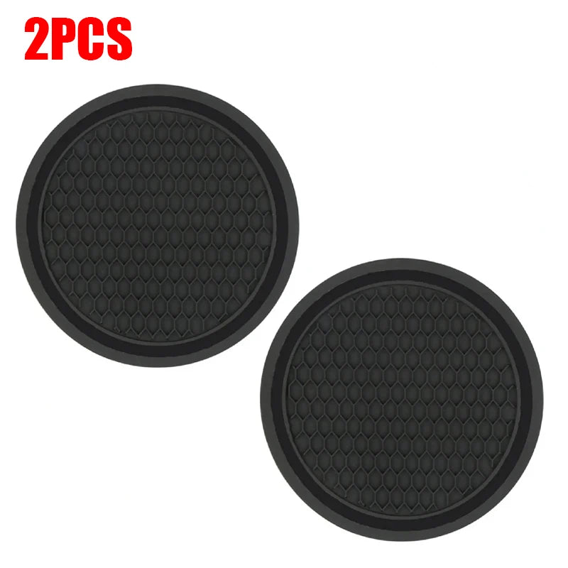 SEAMETAL 2Pcs Car Cup Coasters 7cm Universal Anti-Slip Cup Holder Mat Soft TPU Waterproof Auto Bottle Holder Insert Pads