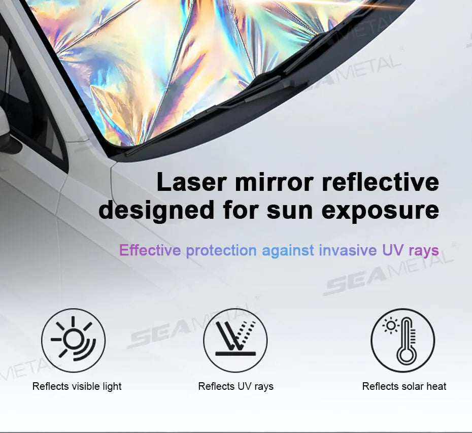 SEAMETAL Car Windshield Sun Shade Universal Front Window Sunshade Cover Summer Auto UV Reflection Film Umbrella Heat Insulation