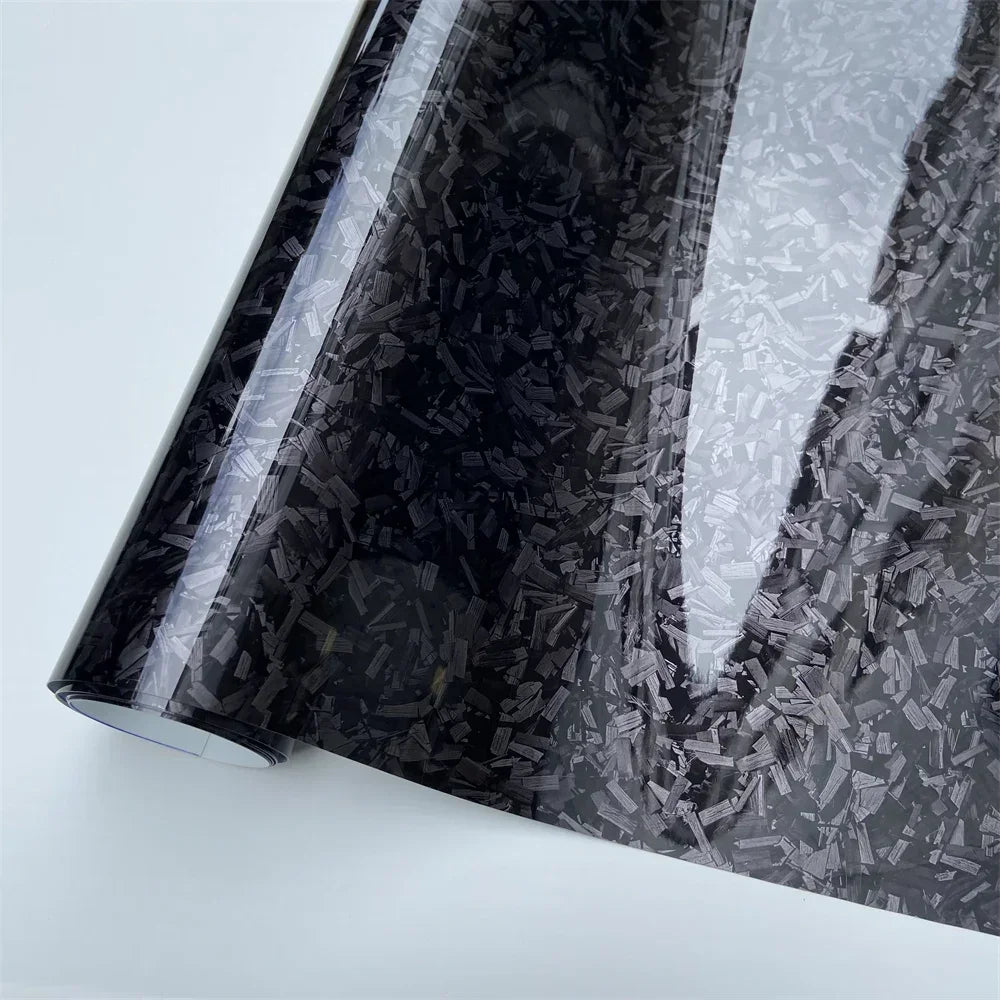 Vinil Autocolante de Fibra de Carbono Forjada a Laser Brilhante, Filme de Carbono Brilhante à Prova de Água para Decalque Automóvel
