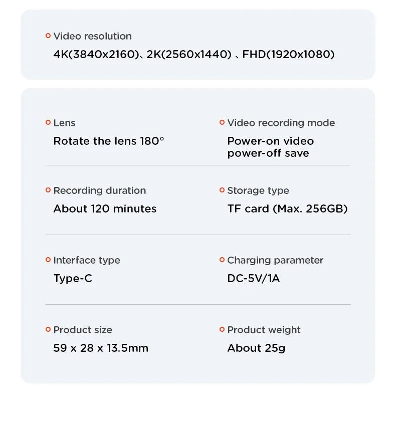 Câmara Micro Full HD 4K Equipamento de Gravação Portátil para Motocicletas, Bicicletas, Registos de Polícia/Aplicação na Lei, Extrema