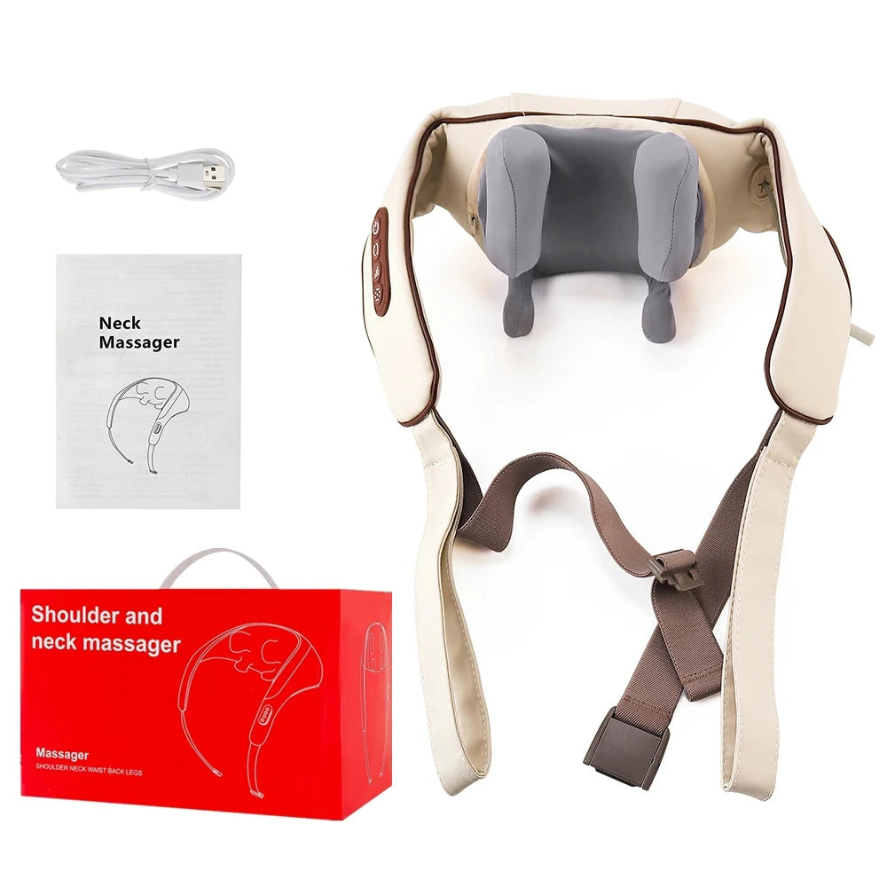 Foreverlily 26W Brushless Motor Neck And Shoulder Massager Wireless Shoulder And Back Kneading Massage Shawl Neck masajeador 