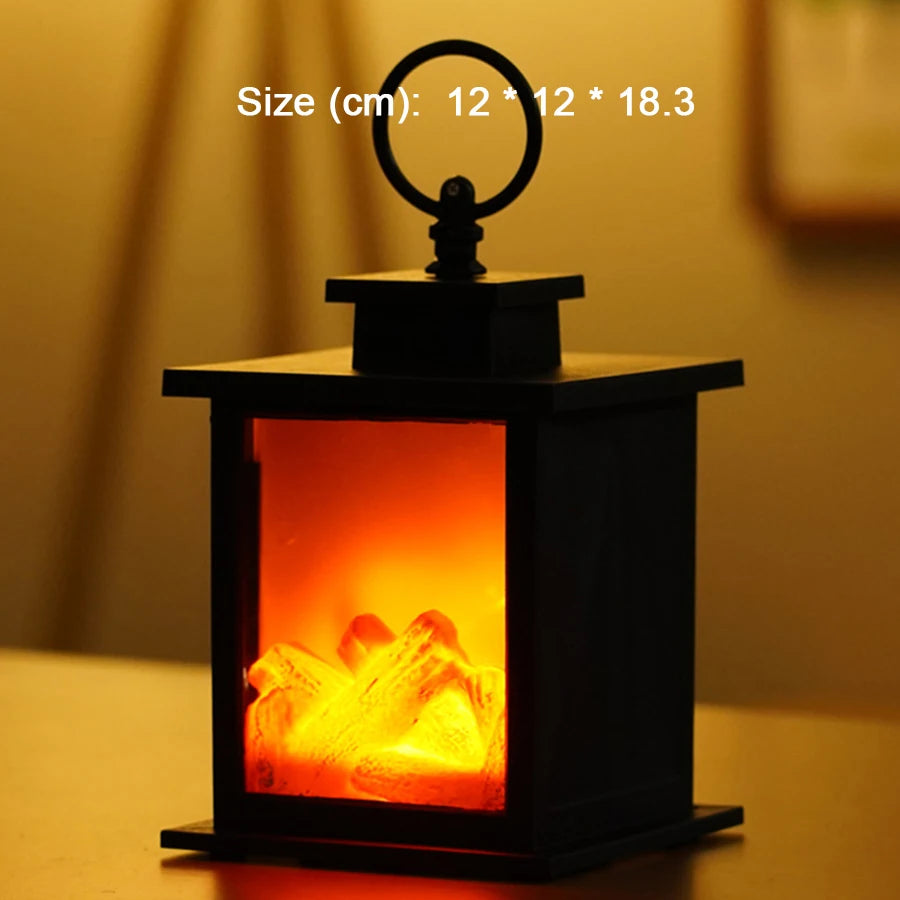 LED Flame Effect Night Light, Battery Powered Table Lamp