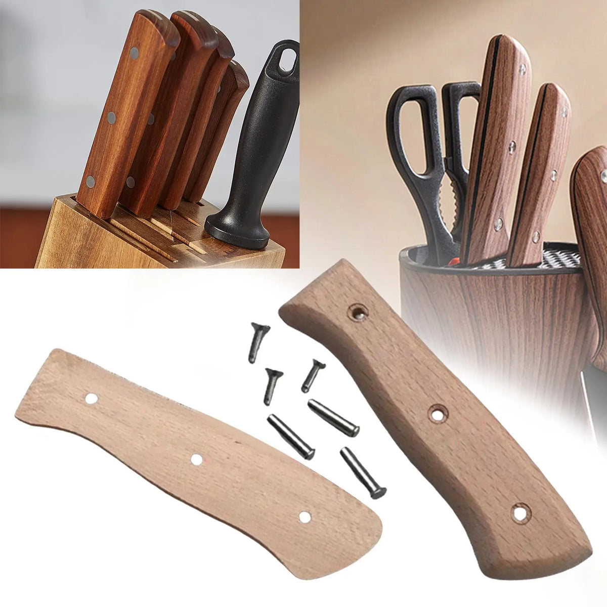 Set di manici sostituzione in legno per coltello da cucina, 13 cm