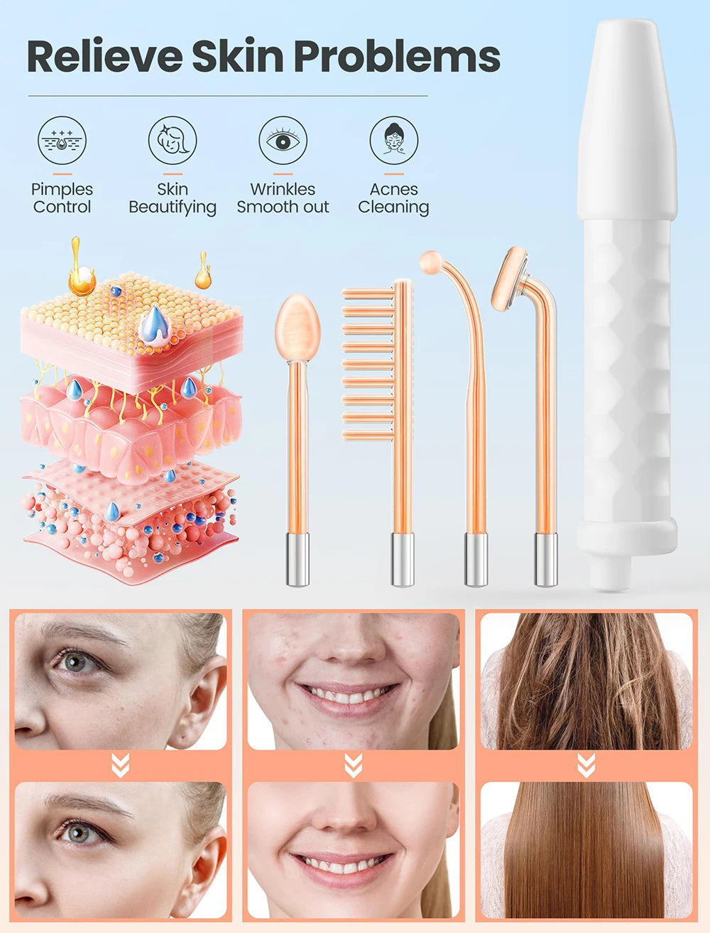 Wysokoczęstotliwościowa elektroterapia do twarzy do odmładzania skóry