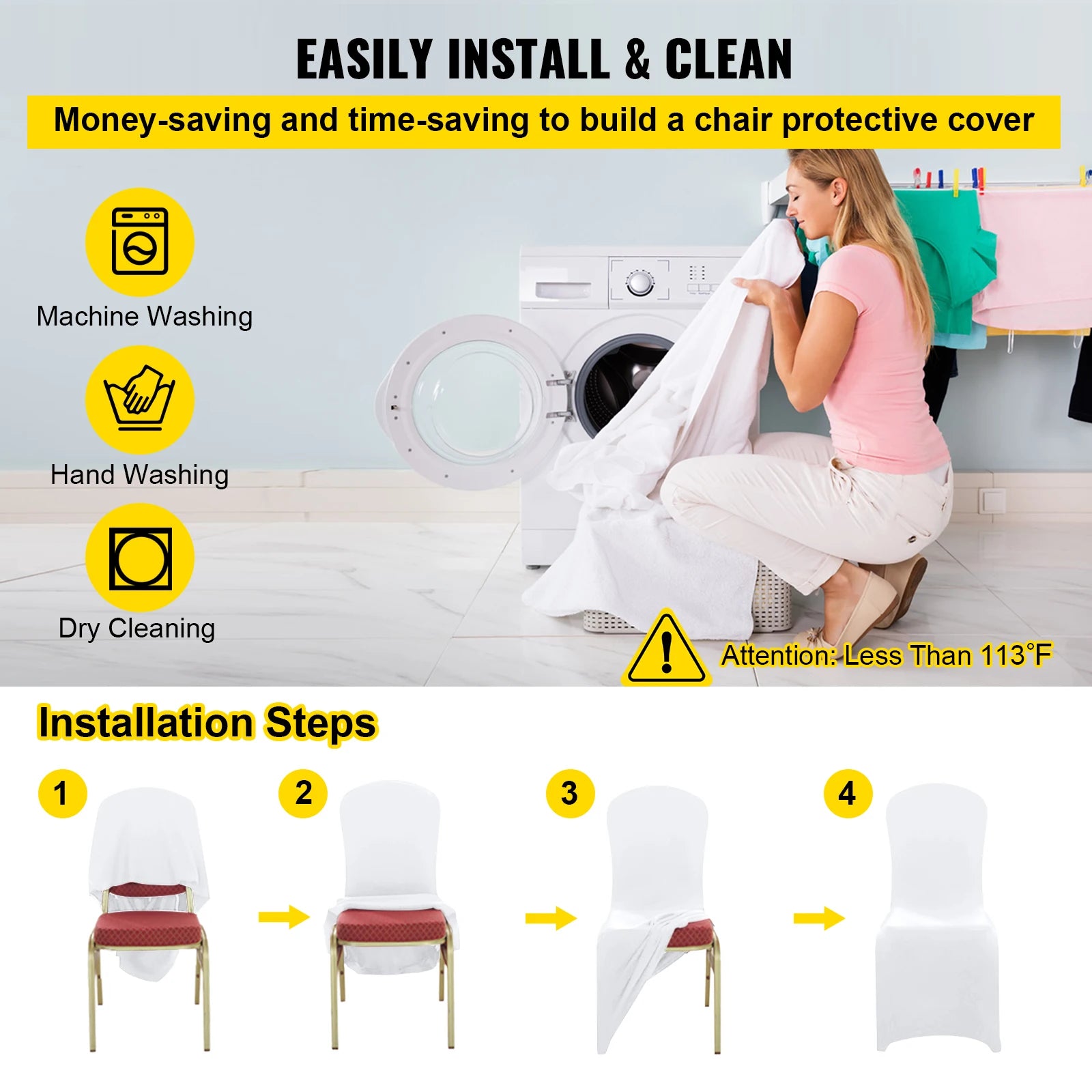 Huse elastice din spandex pentru scaune, pentru nunți și evenimente (pachet de 50/100)