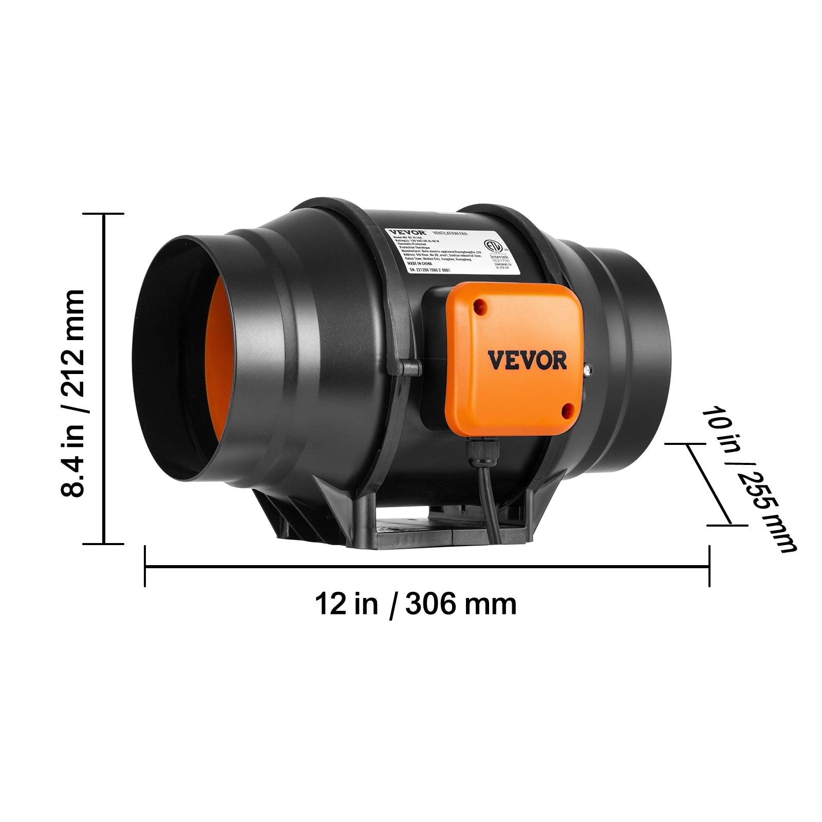 Inline ventilátor s regulátorem teploty a vlhkosti, tichý EC motor