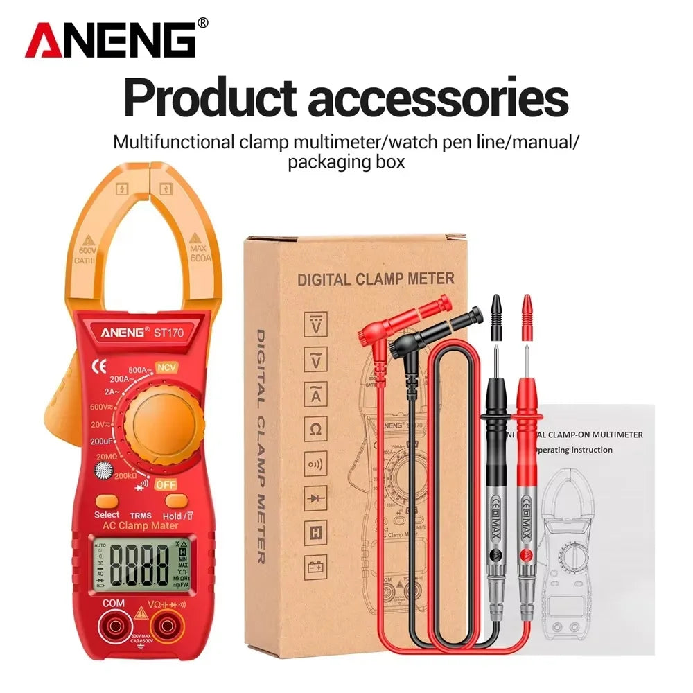 Clamp Meter Digital Multimeter NCV 1999 Counts AC/DC Voltage Ammeter Tester ANENG ST170 Capacitance Ohm Electrician Tester Tools