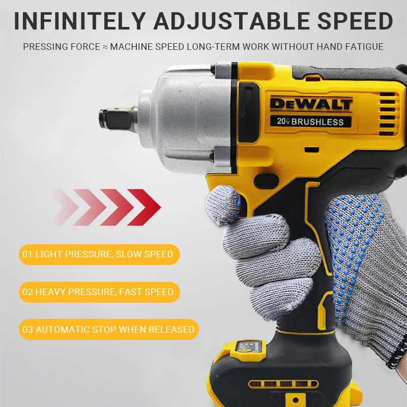 DEWALT 20V Borstelloze 1/2" Slagmoersleutel Hoge Koppel 3-Snelheden
