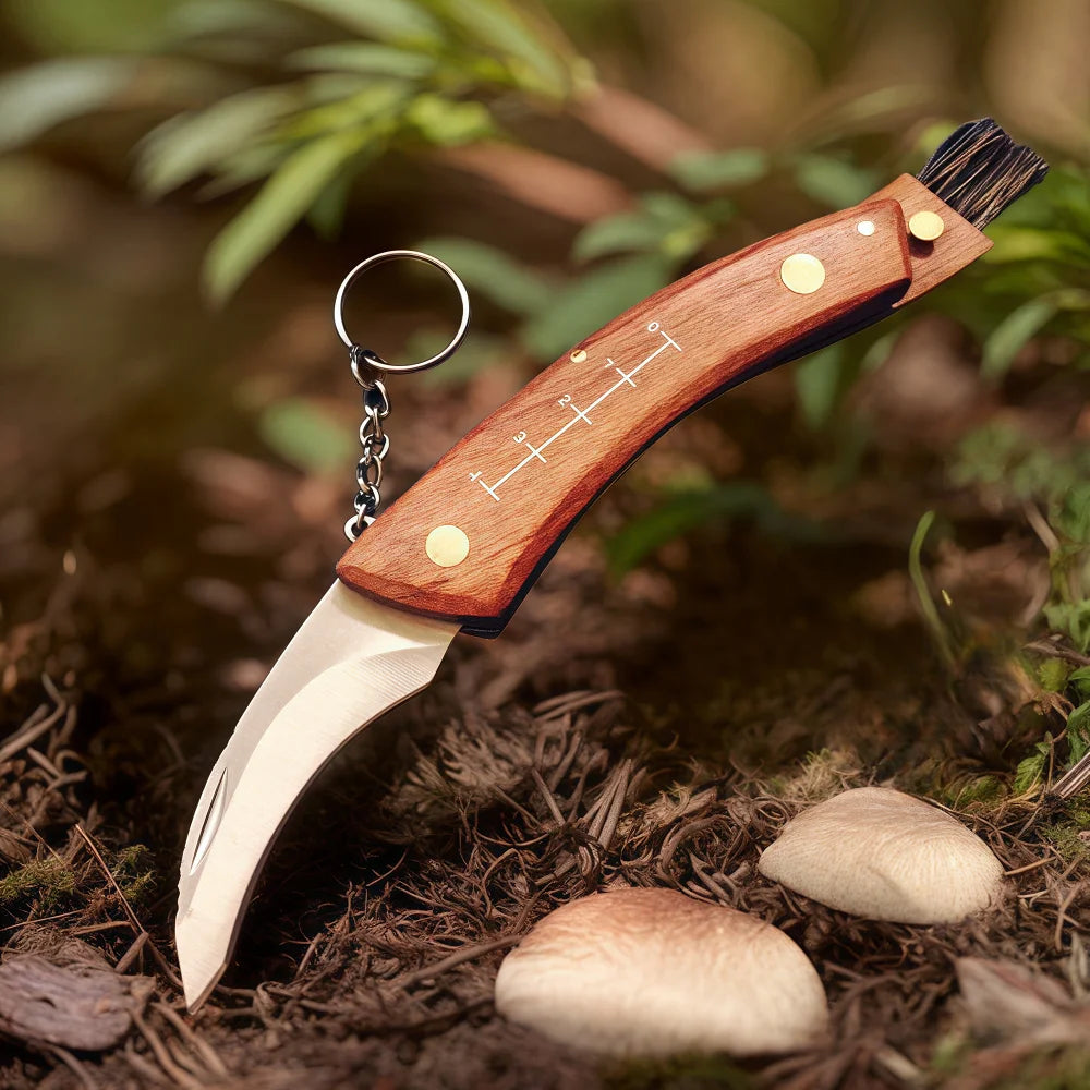 Folding Mushroom Knife with Brush
