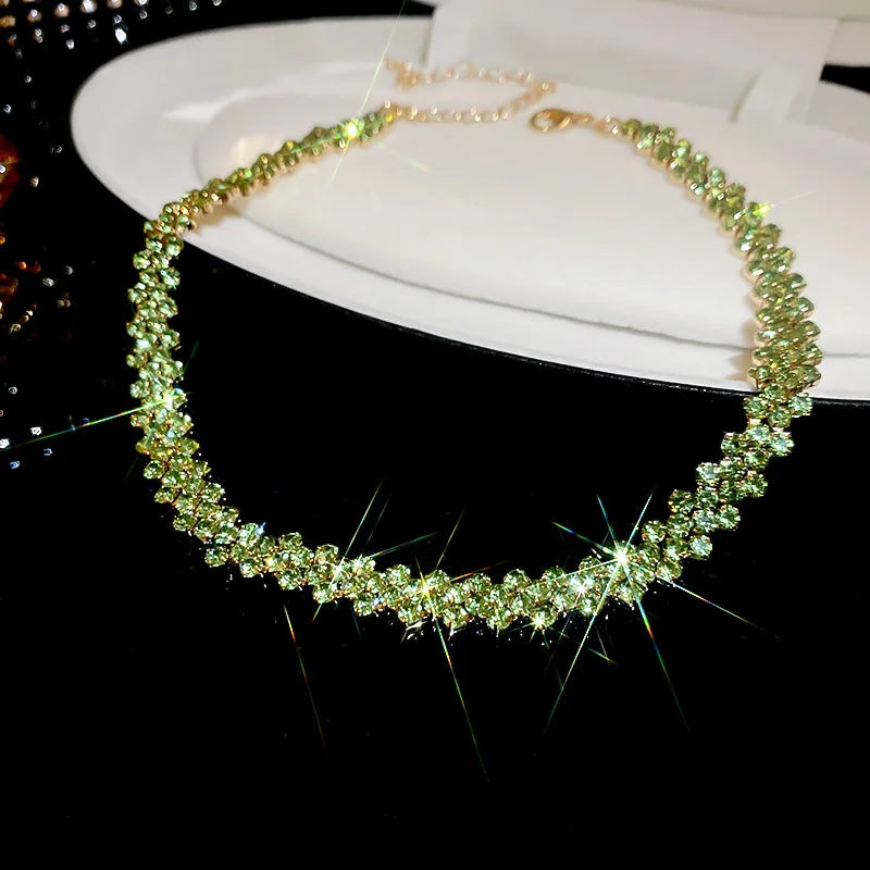 Luxury Shiny Full Rhinestone Choker Necklace for Women Personalized Geometric Crystal Necklaces Wedding Jewelry Party Gifts 