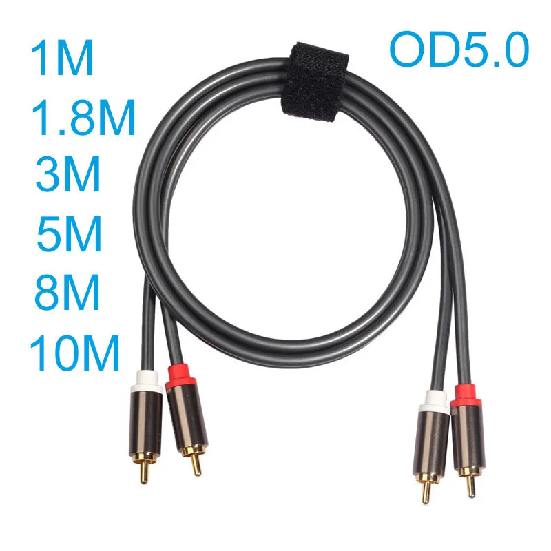 Stereo RCA Audio Cable, 2 RCA Male to 2 RCA Male