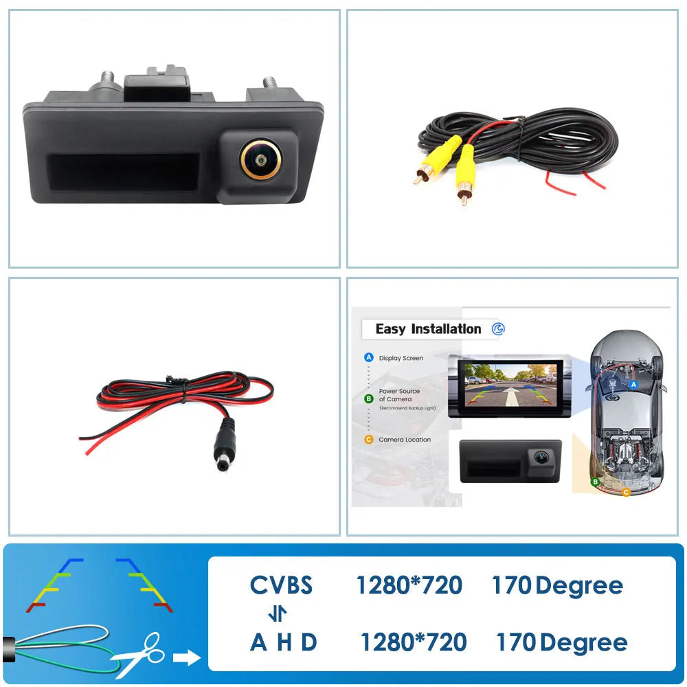 1080P AHD Car Rear View Camera 175° Wide Angle with Guide Lines