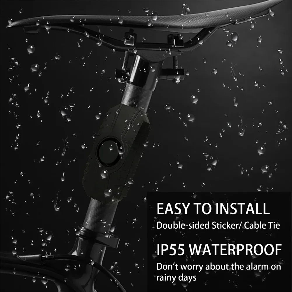 Wireless Bike Vibration Alarm 113dB Waterproof Remote Control