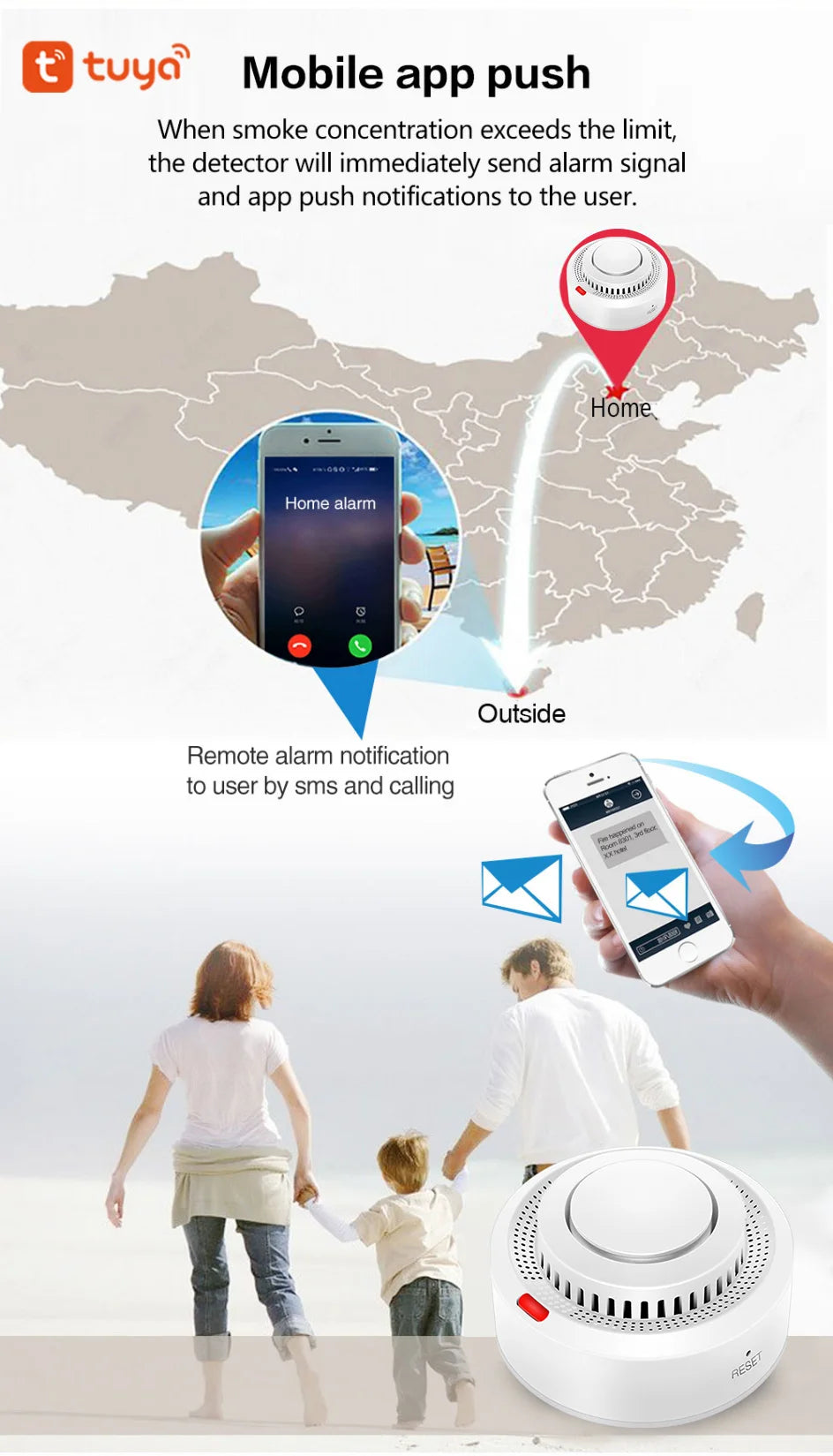 Tuya Smart WiFi Smoke Sensor Fire Protection Smoke Detector 85dB Sound Security System Firefighters  Smartlife APP Control 