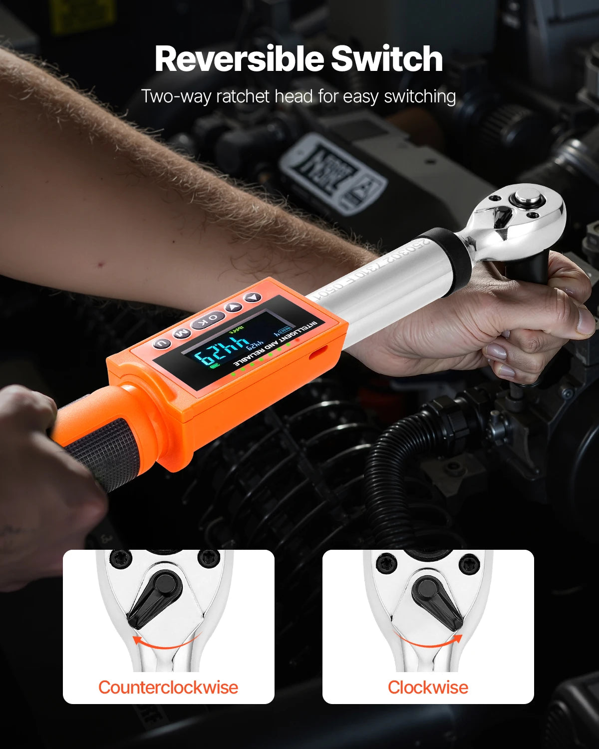 Clé dynamométrique numérique SucceBuy 72 dents ±2 % Haute précision, clé dynamométrique électronique, valeur prédéfinie, buzzer et notification LED