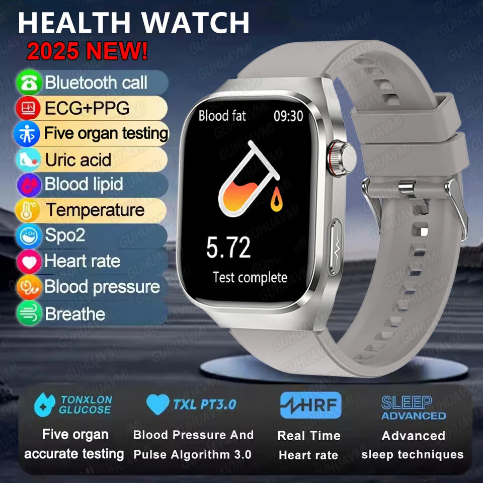 2025New Micro Physical Examination Smart Watch For Men Uric Acid Body Fat Five Organ Health Watches Bluetooth Call SmartBracelet 