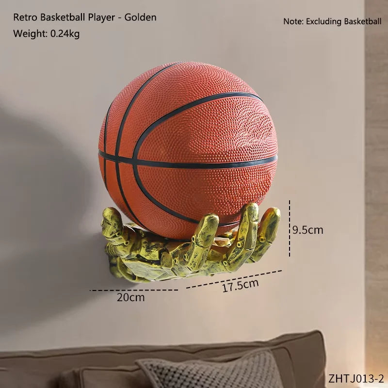 Wall-Mounted Robotic Arm Rack for Basketball and Football