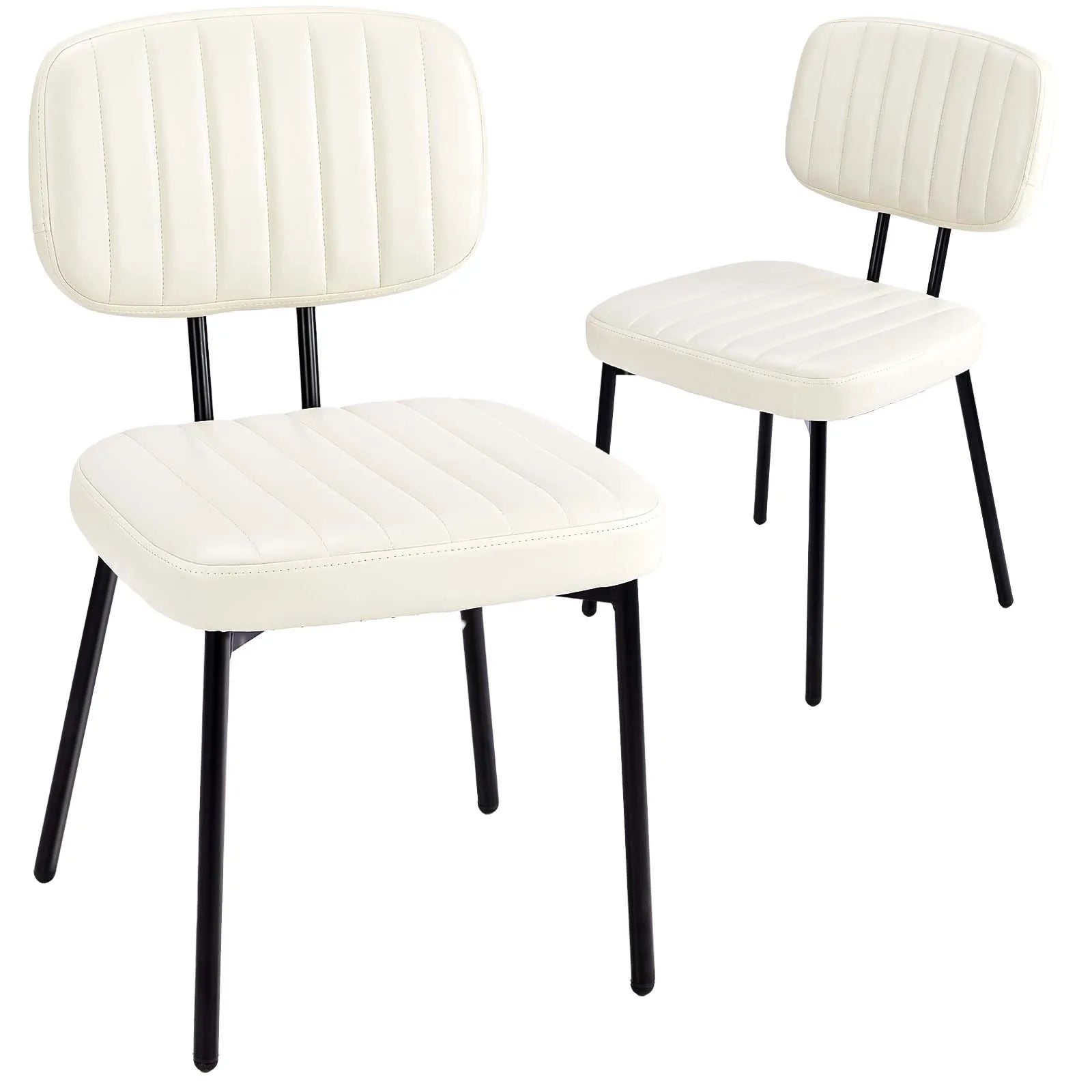 Ergonomic PU Leather Dining Chairs Set of 2 with Lumbar Support