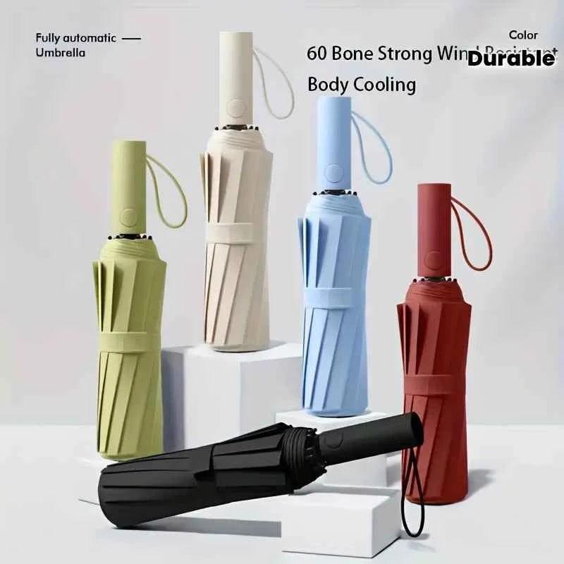 Automatic Opening And Closing FoldingUmbrella - Compact Design - Ergonomic Handle8 Steel Ribs - Outdoor Portable Durable Folding