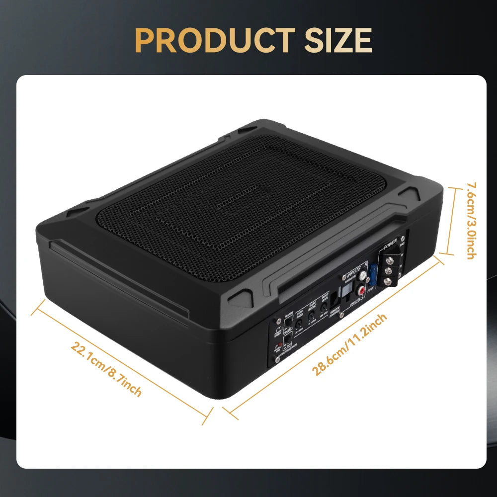Podofo 1000W Ultra Slim Car Subwoofer Car Active Subwoofer Compact Under Seat Car Bass Audio Car Stereo Amplifier Speaker