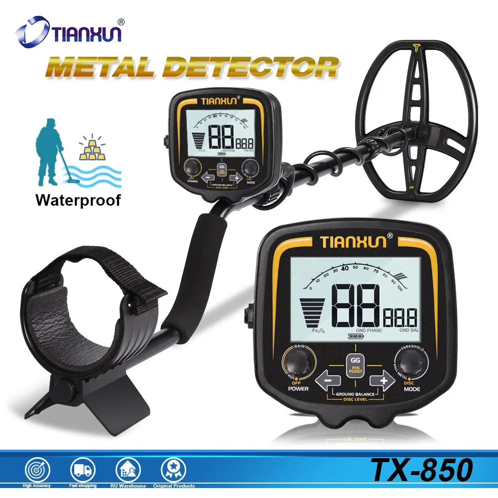 TX-850 Metal Detector Underground Professional Depth 2.5m Scanner Search Finder Gold Detector Treasure Hunter Pinpointer 11inch 