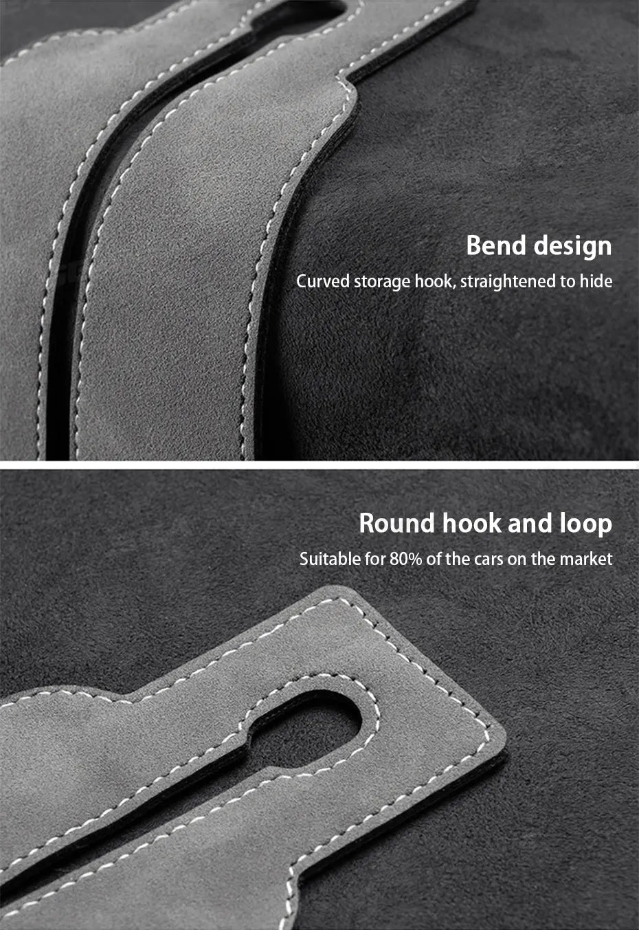 SEAMETAL Car Seat Back Hook Luxury Suede Headrest Hanging Hook 20KG Load-Bearing Universal Backseat Storage Hook for Purse Bag