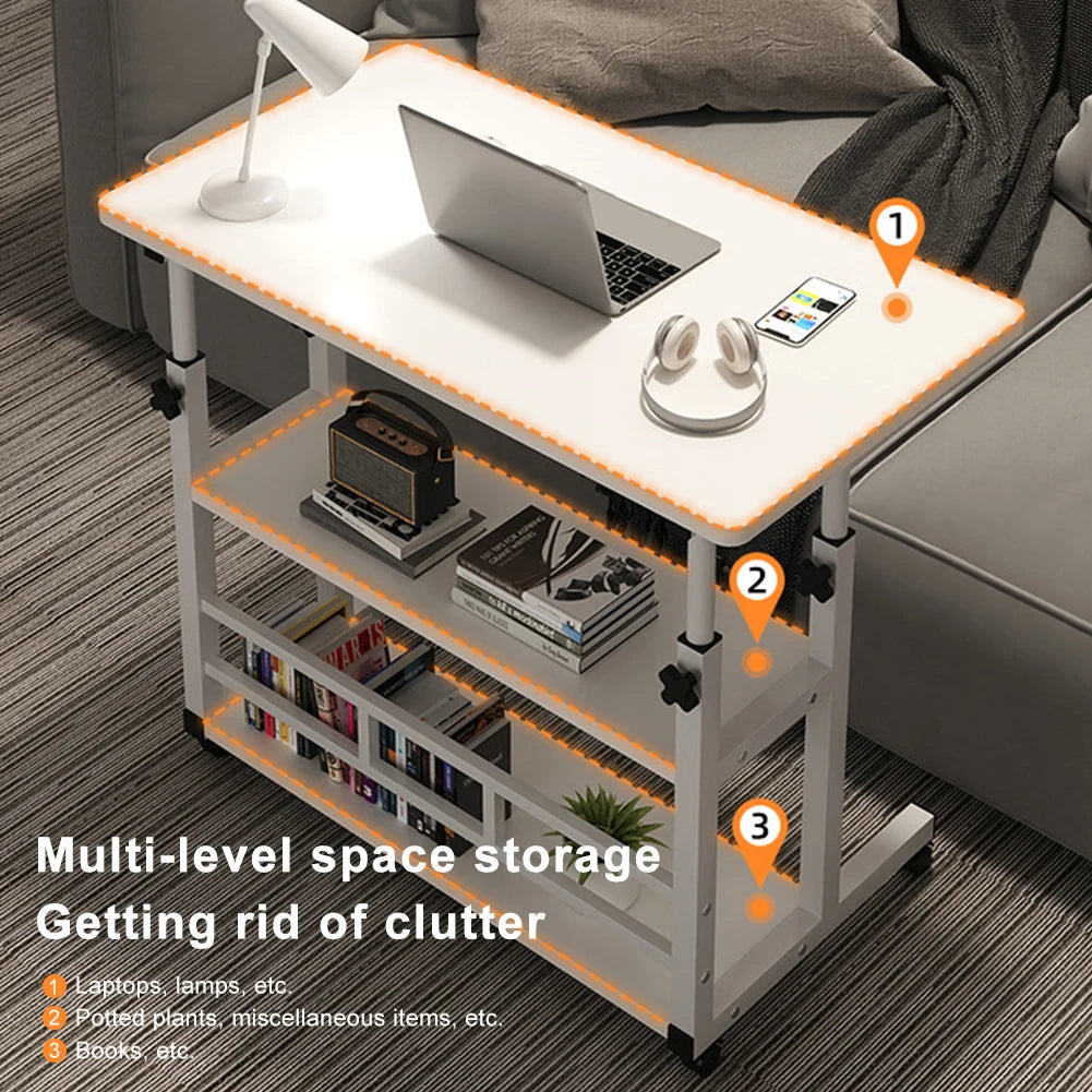 Height Adjustable Wooden Bedside Desk for Home Office