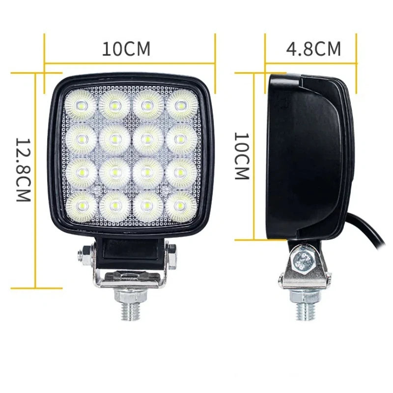 Luz LED de Inundação de 4 polegadas para Escavadora, Empilhadora Quadrada, Trator, Lâmpada Pesada para Todo-o-Terreno 12V 24V 6240LM Veículos Agrícolas 1