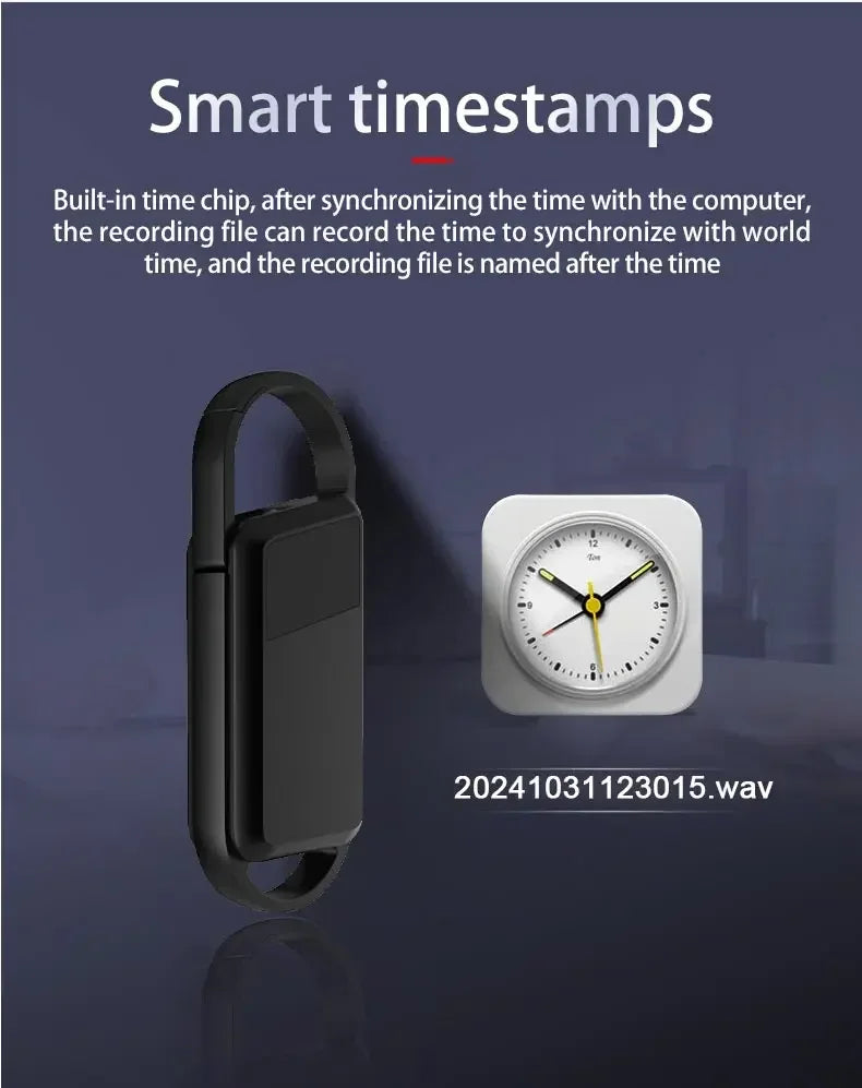 Mini Voice Activated Recorder Digital Audio Recording Keychain Device Wearable Sound Professional Micro Dictaphone 